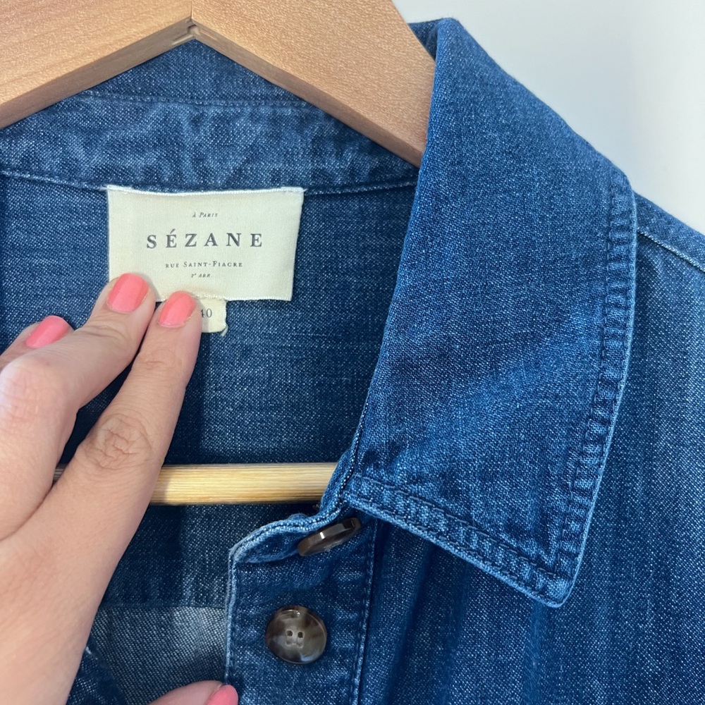 Sézane Blue Denim Midi Dress